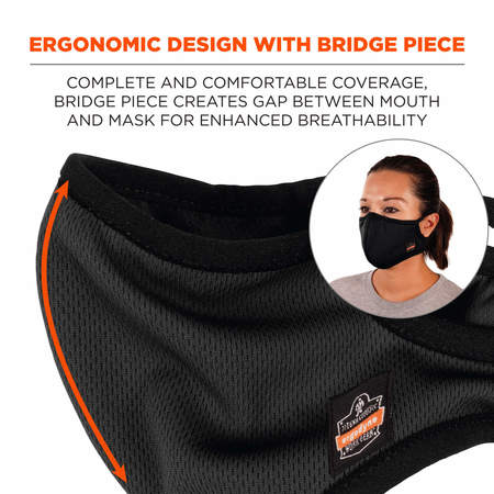 Skullerz By Ergodyne Black Contoured Face Mask with Filter, L/XL 8802F(X)